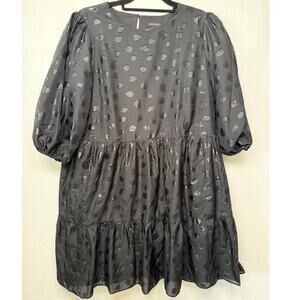 Ann Taylor Chiffon Baby Doll Polka Dot Dress, Size M